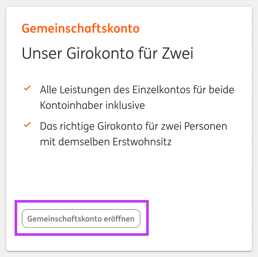 ING Gemeinschaftskonto eröffnen